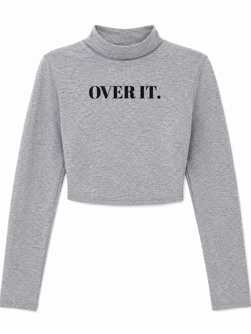Fashion Nova Heather Gray "OVER IT." Mock Neck Crop Top